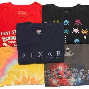Reseller 5 Shirt Bundle- Pixar, video game, freedom biker, heavy reel brew, levi